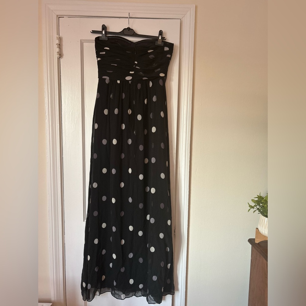 HP! x3✨Banana Republic Strapless Black Polka Dot Maxi Dress – Size 8 - Picture 7 of 10